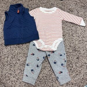 Carter's Navy Vest and Striped Onesie Set